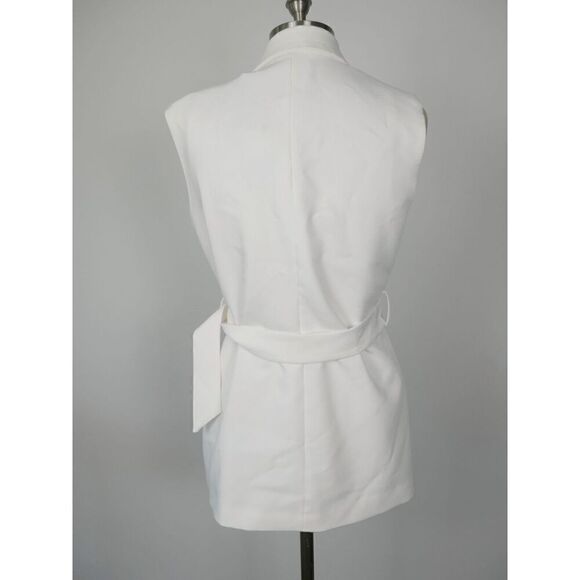 T Tahari Women's White Belted Sleeveless Blazer 6 - Picture 4 of 12